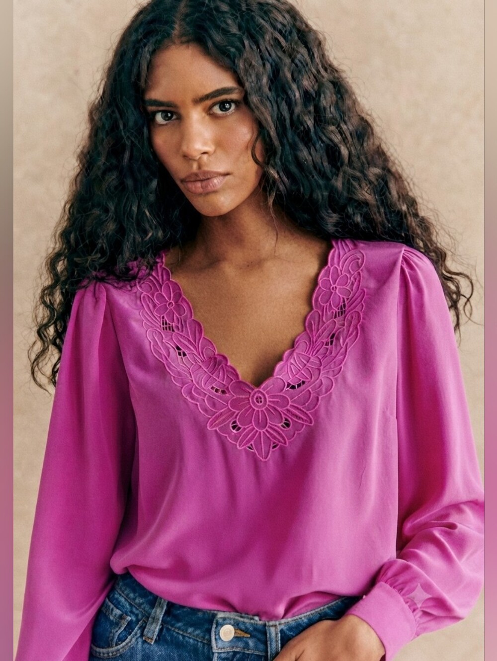 Sezane Brune Blouse 100% Silk